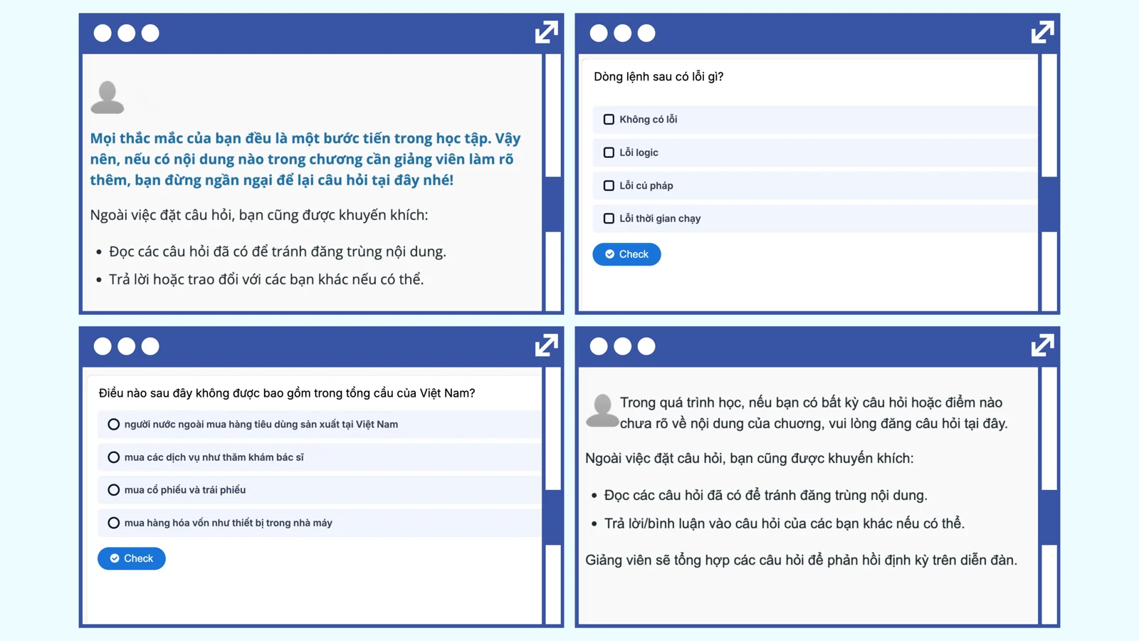 Interactive questions and checks in lessons